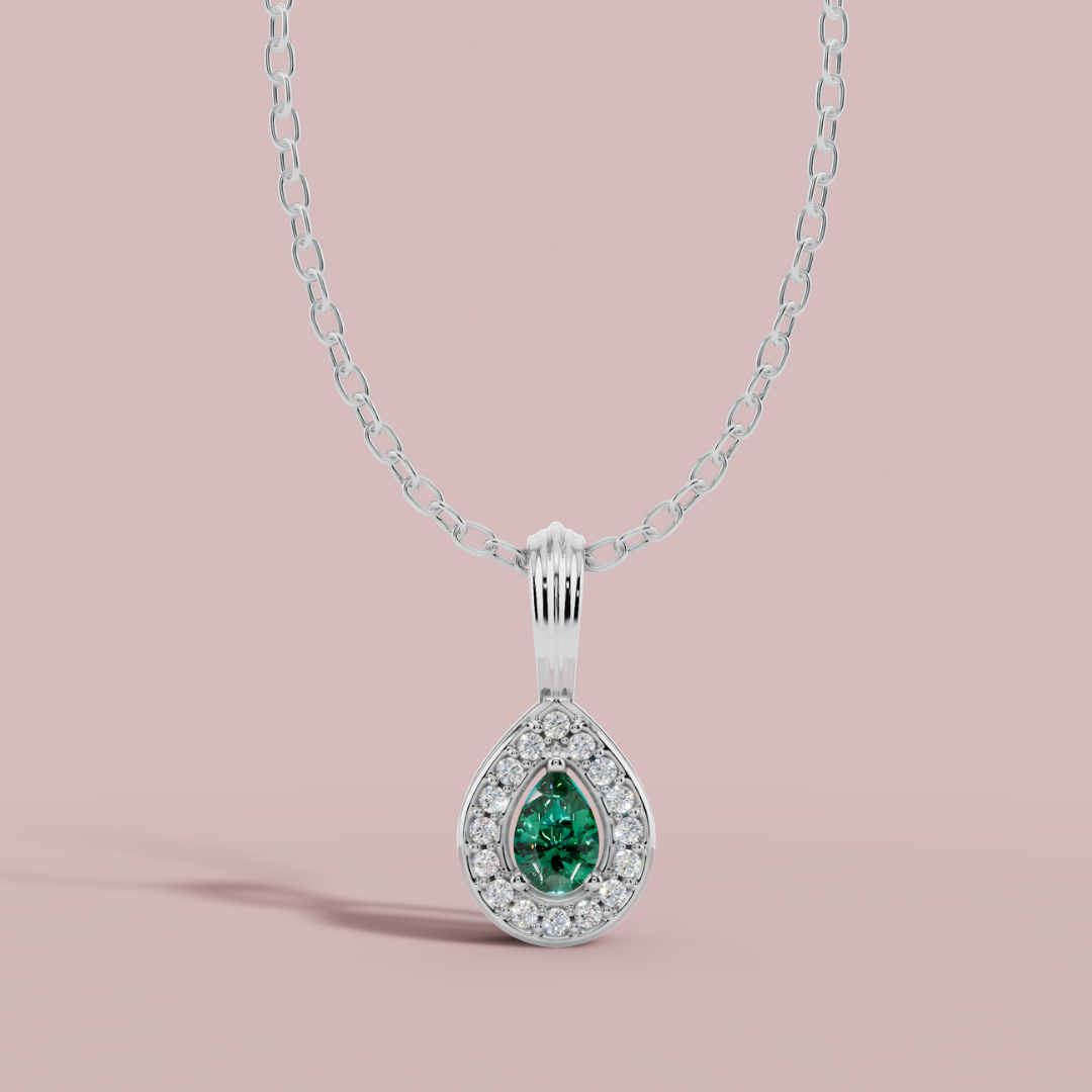Delphi Green Pear 925 Pure Silver Necklace My Store