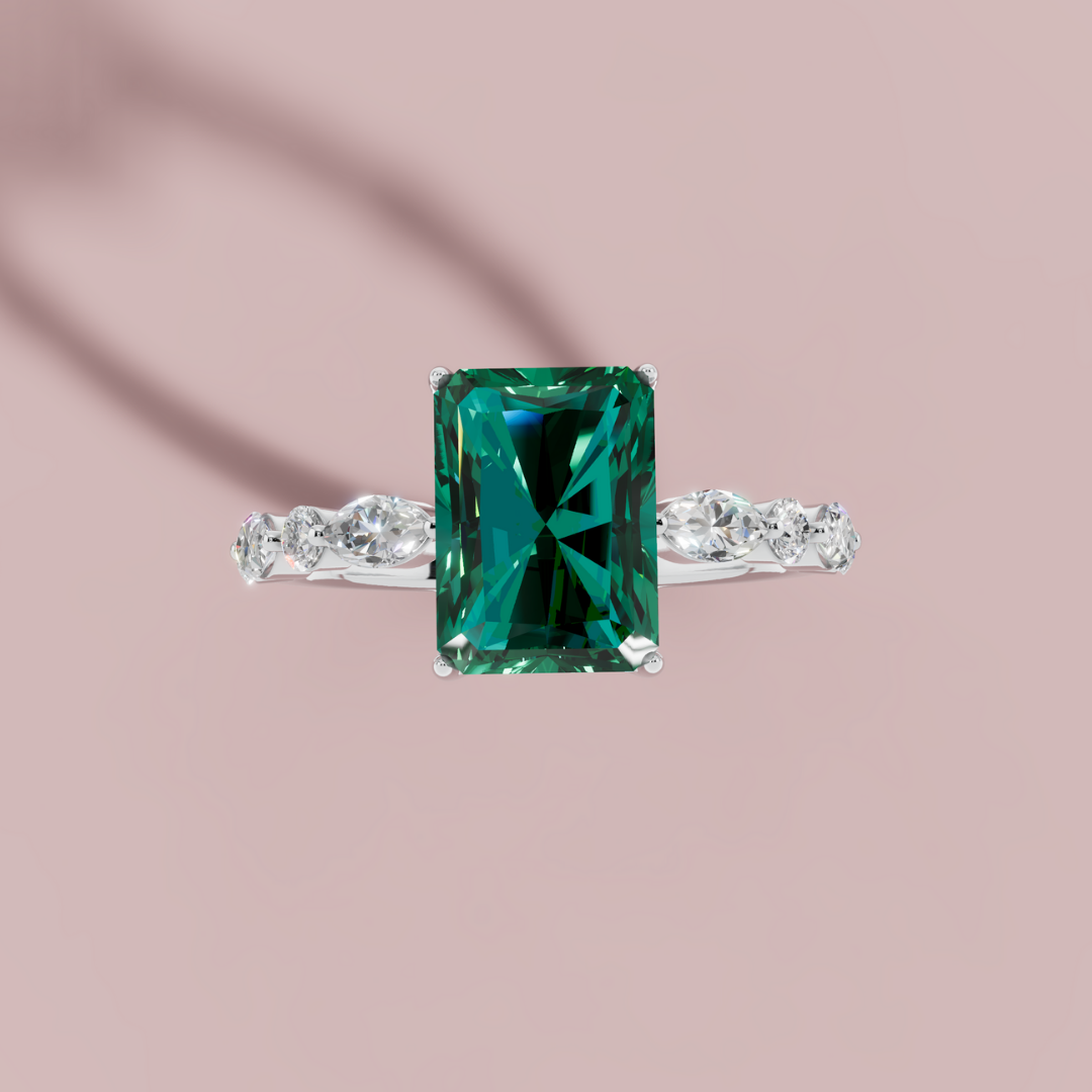 Green Vertica 925 Pure Silver Ring My Store