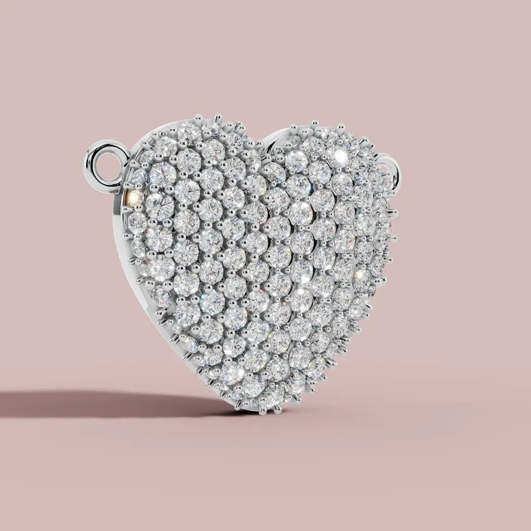 The Pave Heart 925 Pure Silver Necklace My Store