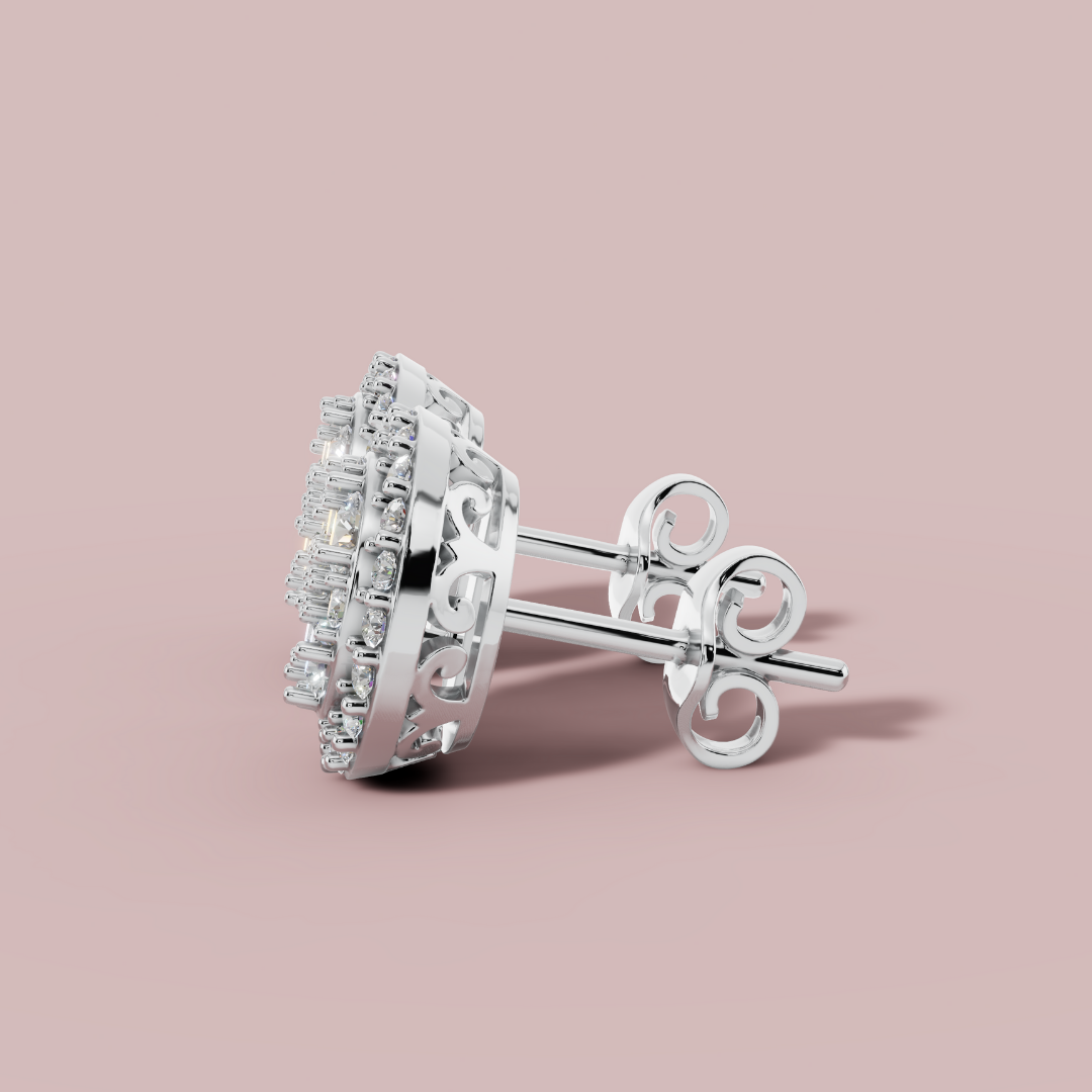 Halo Round Stud 925 Pure Silver Earrings My Store