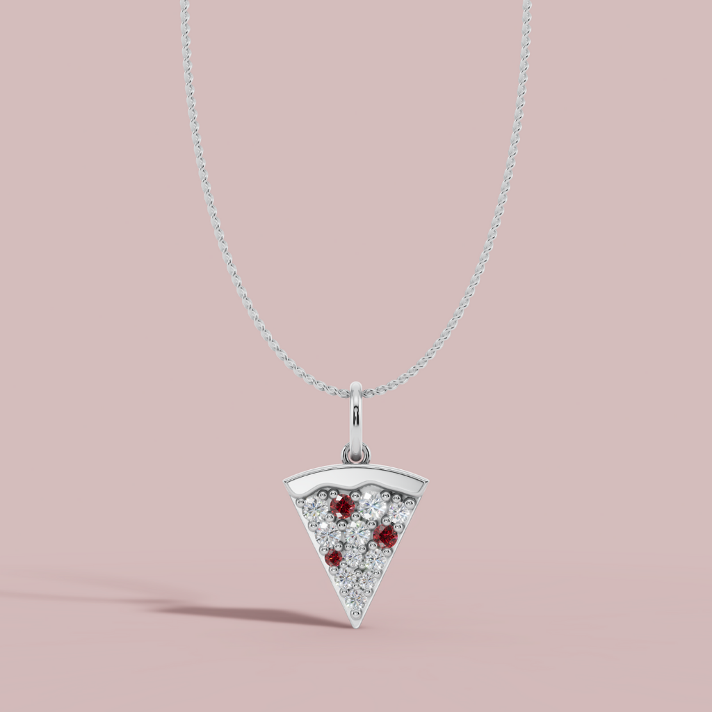 The Cheese Pizza 925 Pure Silver Charm Necklace My Store