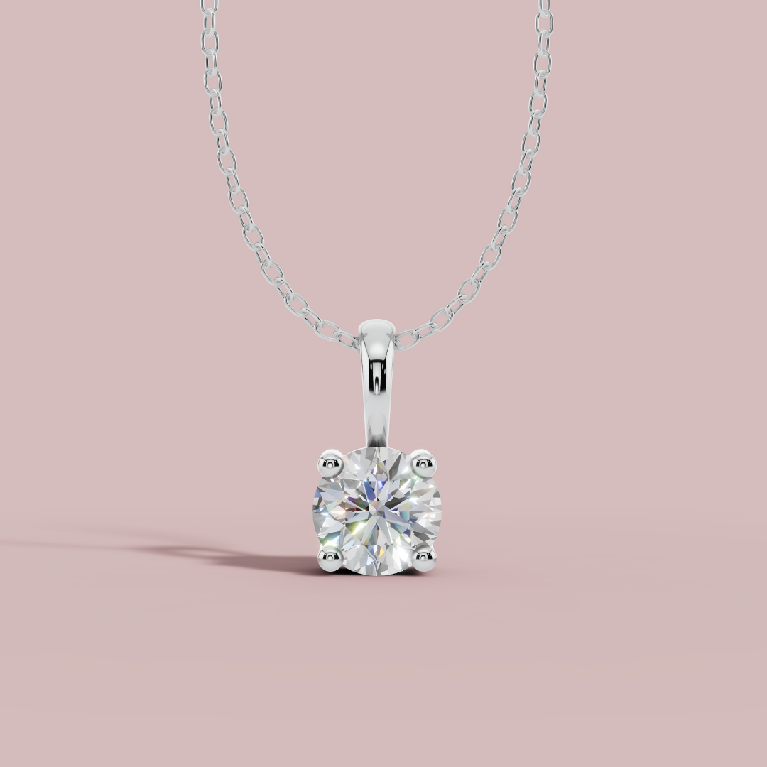 Classic Round Solitaire 925 Pure Silver Necklace My Store