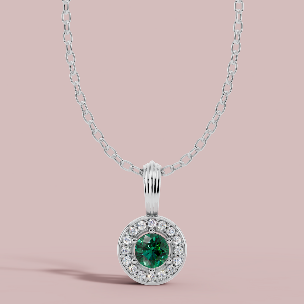 Sanaaz Green Round 925 Pure Silver Necklace My Store