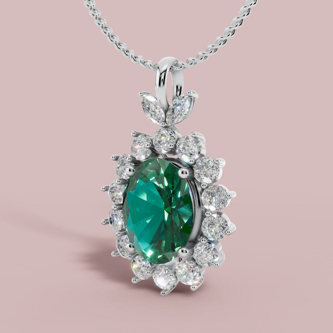 The Blumee Green Vibrant 925 Pure Silver Necklace My Store