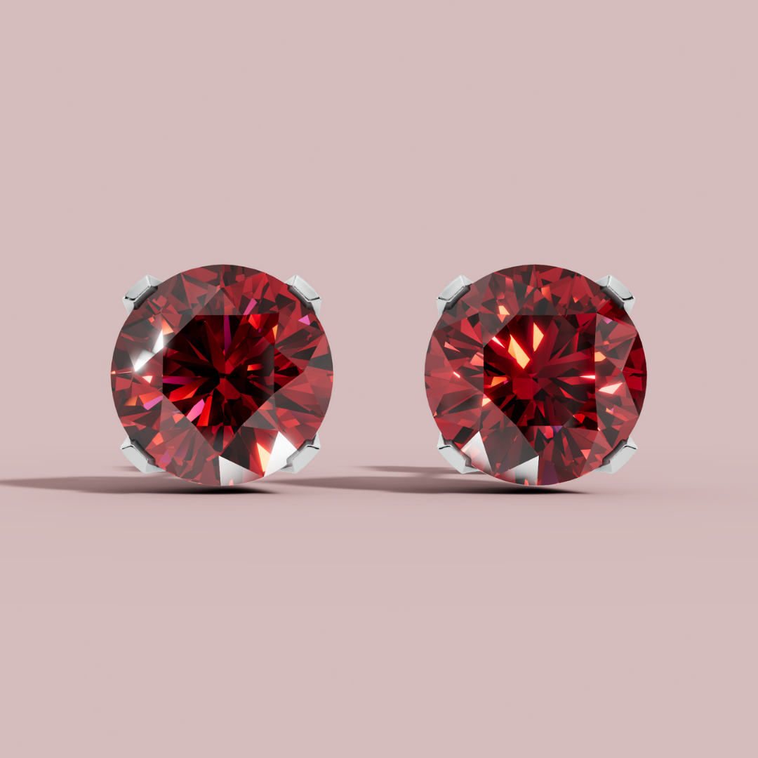 Classic Red Round 925 Pure Silver Stud Earrings My Store