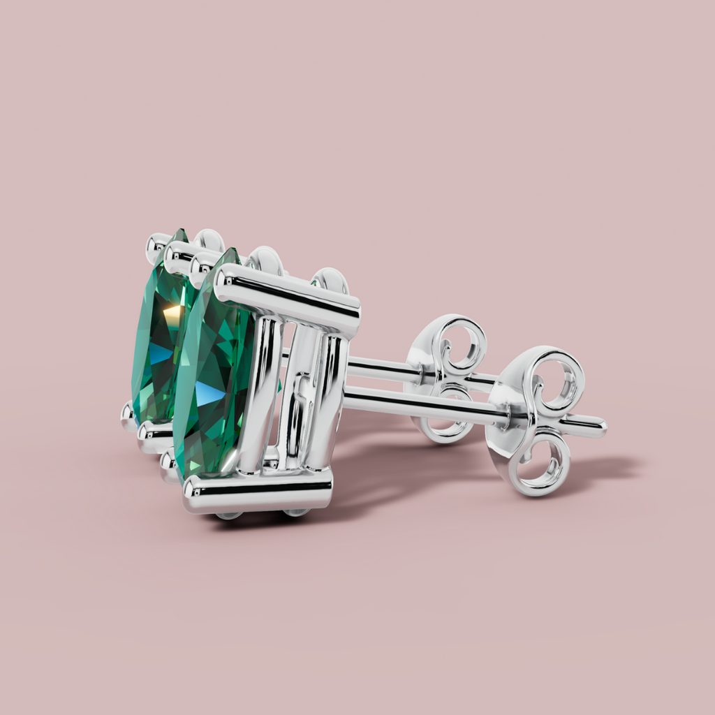 Elante Green Oval 925 Pure Silver Stud Earrings My Store