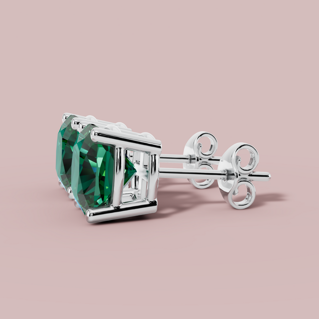 Amethian Green Cushion 925 Pure Silver stud Earrings My Store