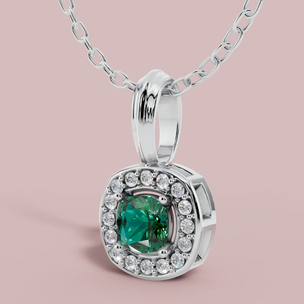 Liham Green Cushion 925 Pure Silver Necklace My Store