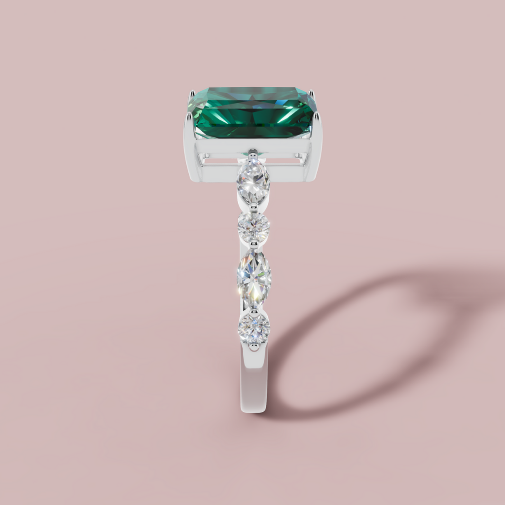 Green Vertica 925 Pure Silver Ring My Store