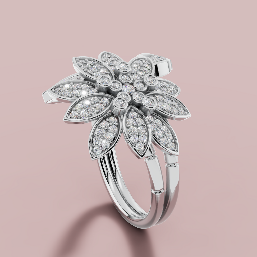 Floral Majesty 925 Pure Silver Ring My Store