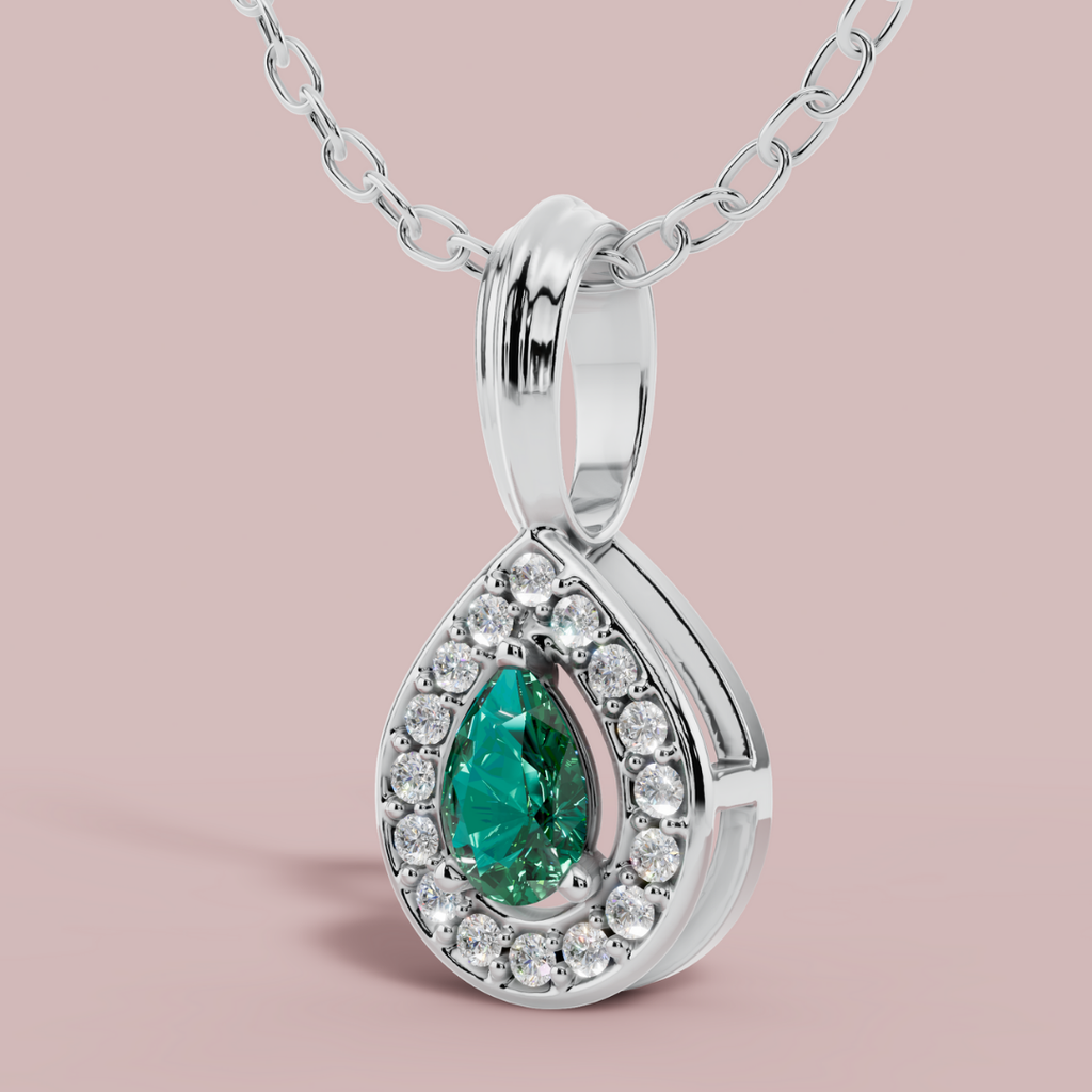 Delphi Green Pear 925 Pure Silver Necklace My Store