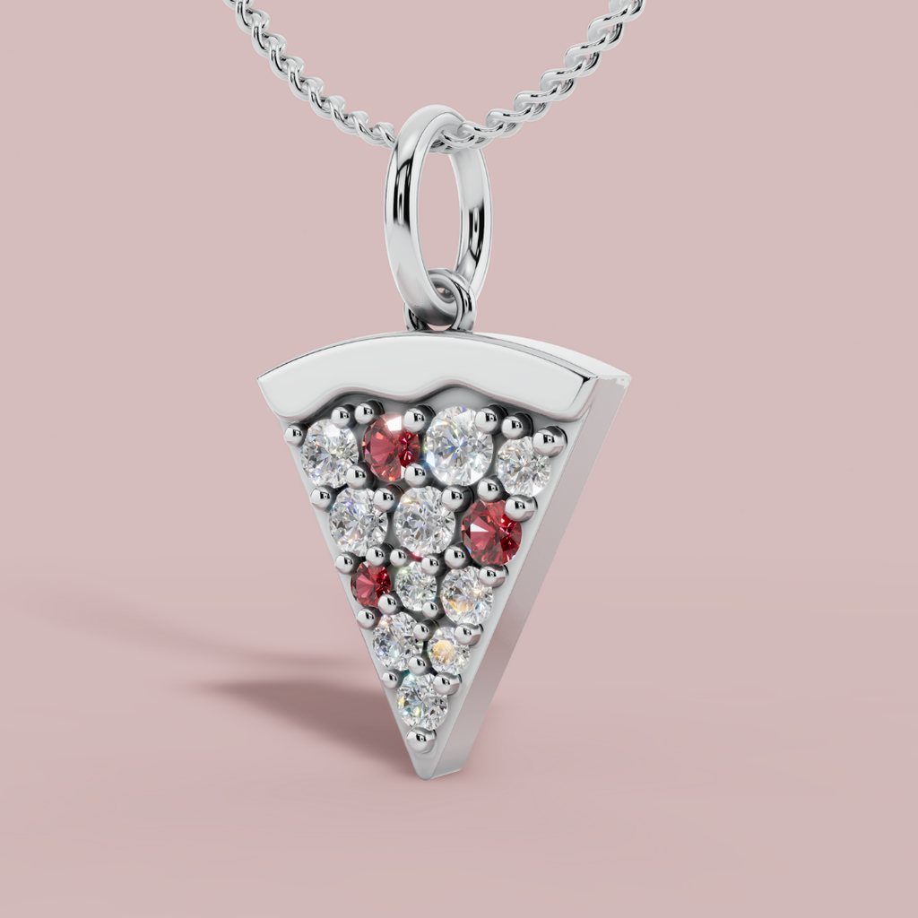 The Cheese Pizza 925 Pure Silver Charm Necklace My Store