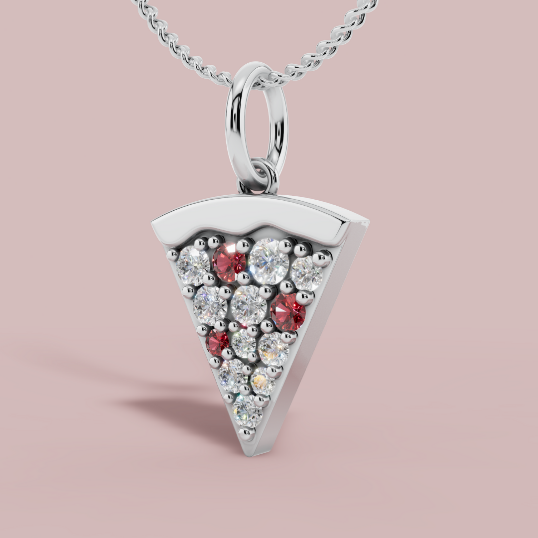 The Cheese Pizza 925 Pure Silver Charm Necklace My Store