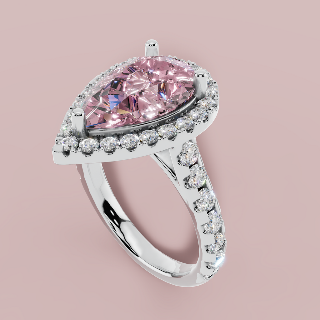 Signature Pink Pear 925 Pure Silver Royal Ring My Store