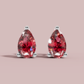 Rosso Red Pear 925 Pure Silver Stud Earrings My Store