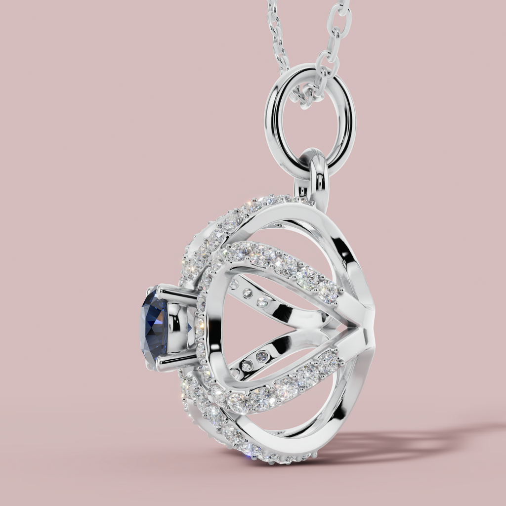 Amara Blue Solitaire 925 Pure Silver Necklace My Store