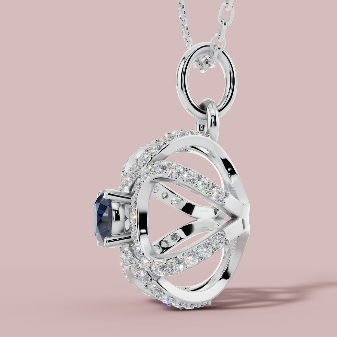 Amara Blue Solitaire 925 Pure Silver Necklace My Store