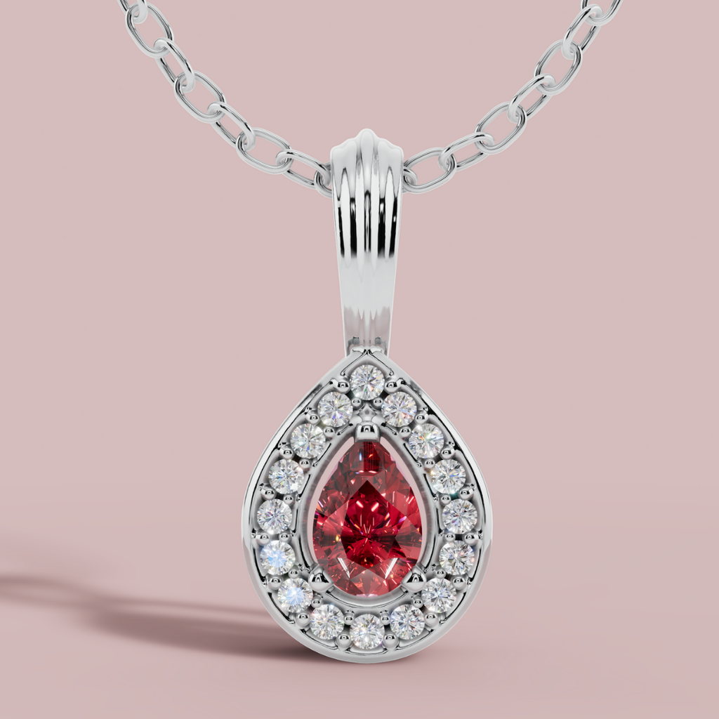 Delphi Red Pear 925 Pure Silver Necklace My Store