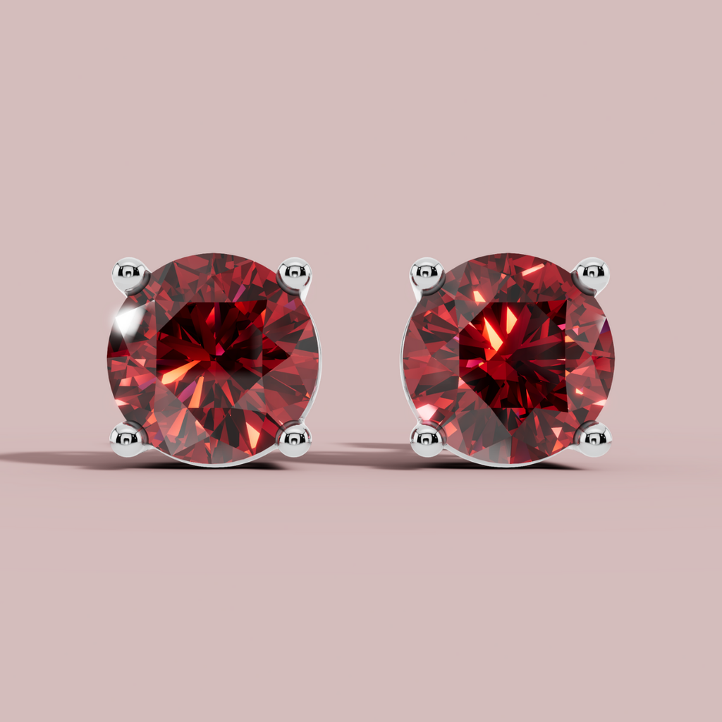 Moderna Round Red 925 Pure Silver Stud Earrings My Store
