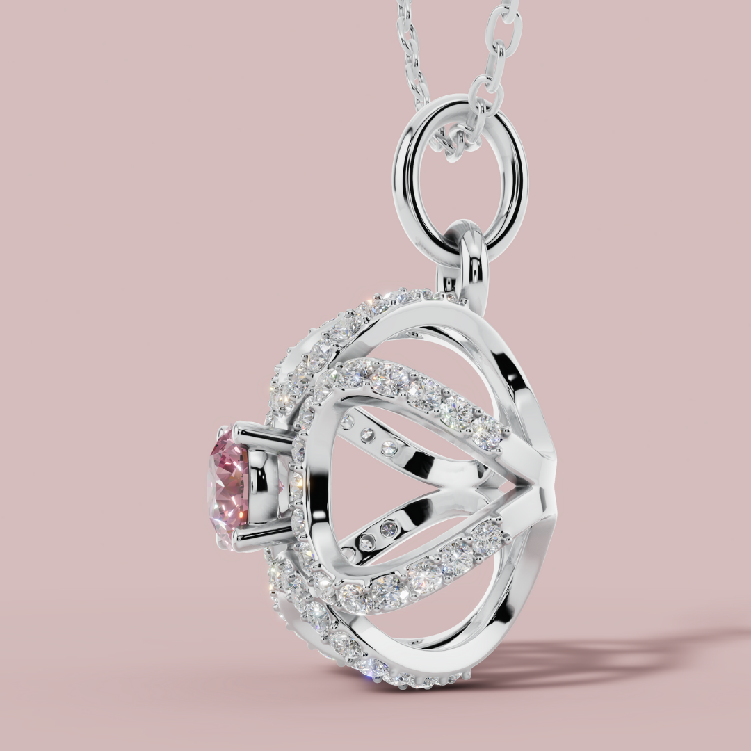 Amara Pink Solitaire 925 Pure Silver Necklace My Store