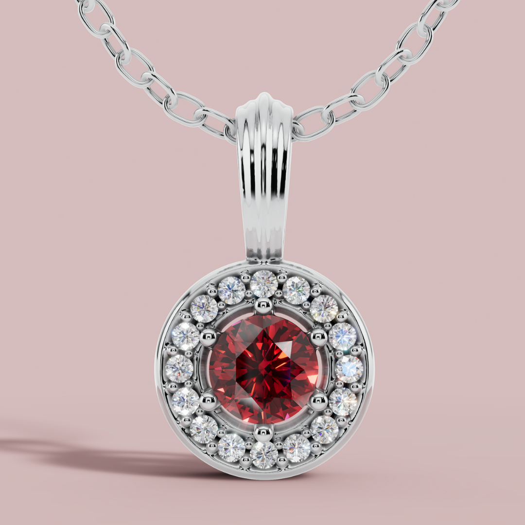 Sanaaz Red Round 925 Pure Silver Necklace My Store
