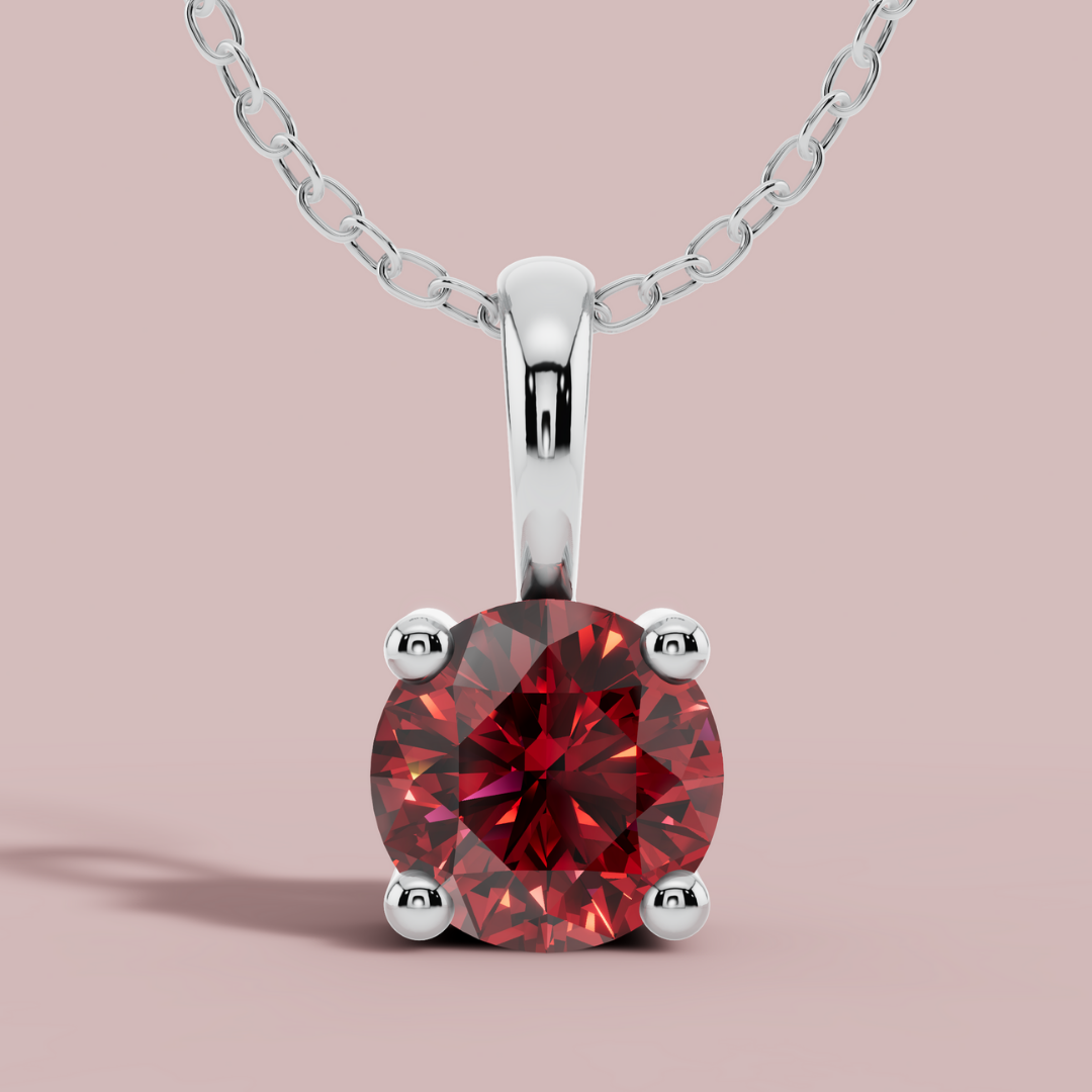 Red Signature Round Solitaire 925 Pure Silver Necklace My Store