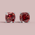 Amethian red Cushion925 Pure Silver  Stud Earrings My Store