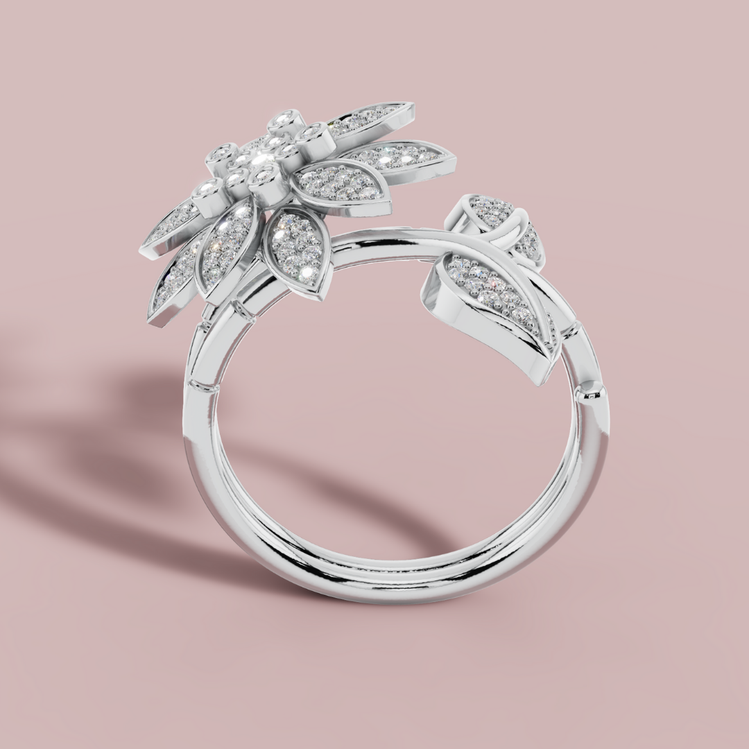 Floral Majesty 925 Pure Silver Ring My Store