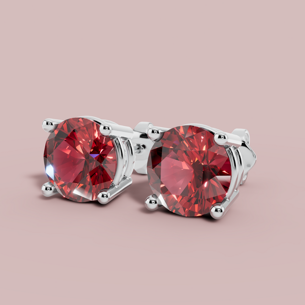 Moderna Round Red 925 Pure Silver Stud Earrings My Store