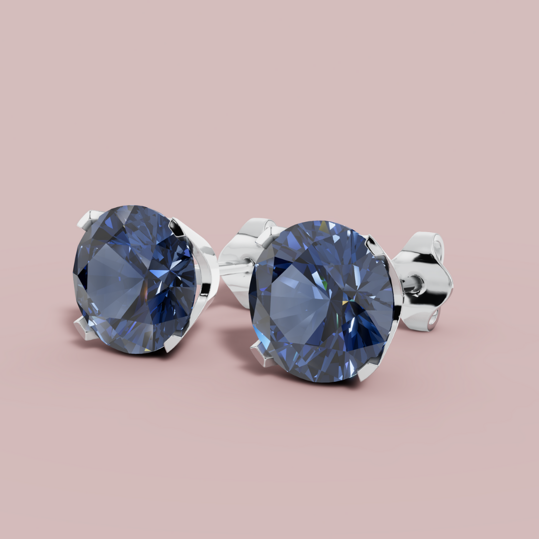 Classic Blue Round 925 Pure Silver Stud Earrings My Store