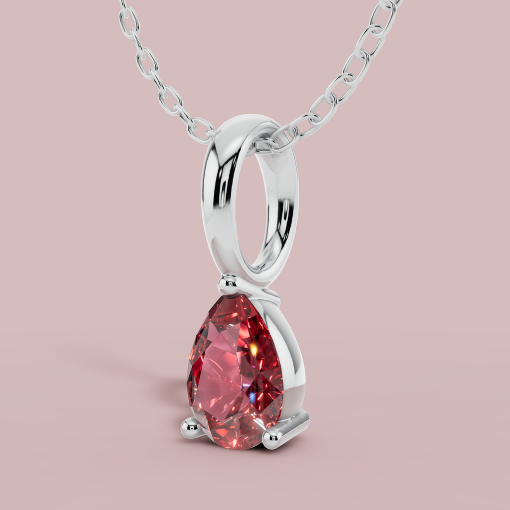 Red Teardrop Solitaire 925 Pure Silver Necklace My Store