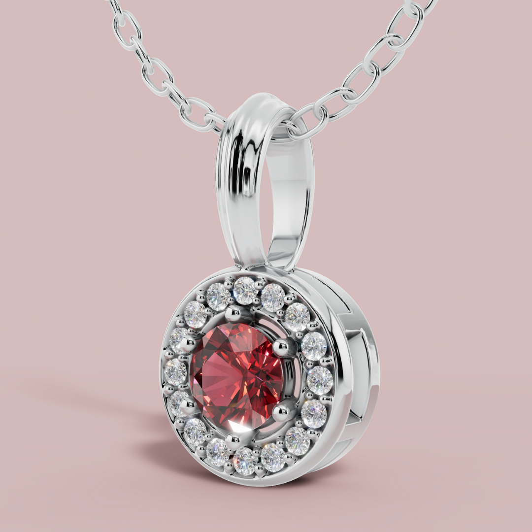 Sanaaz Red Round 925 Pure Silver Necklace My Store