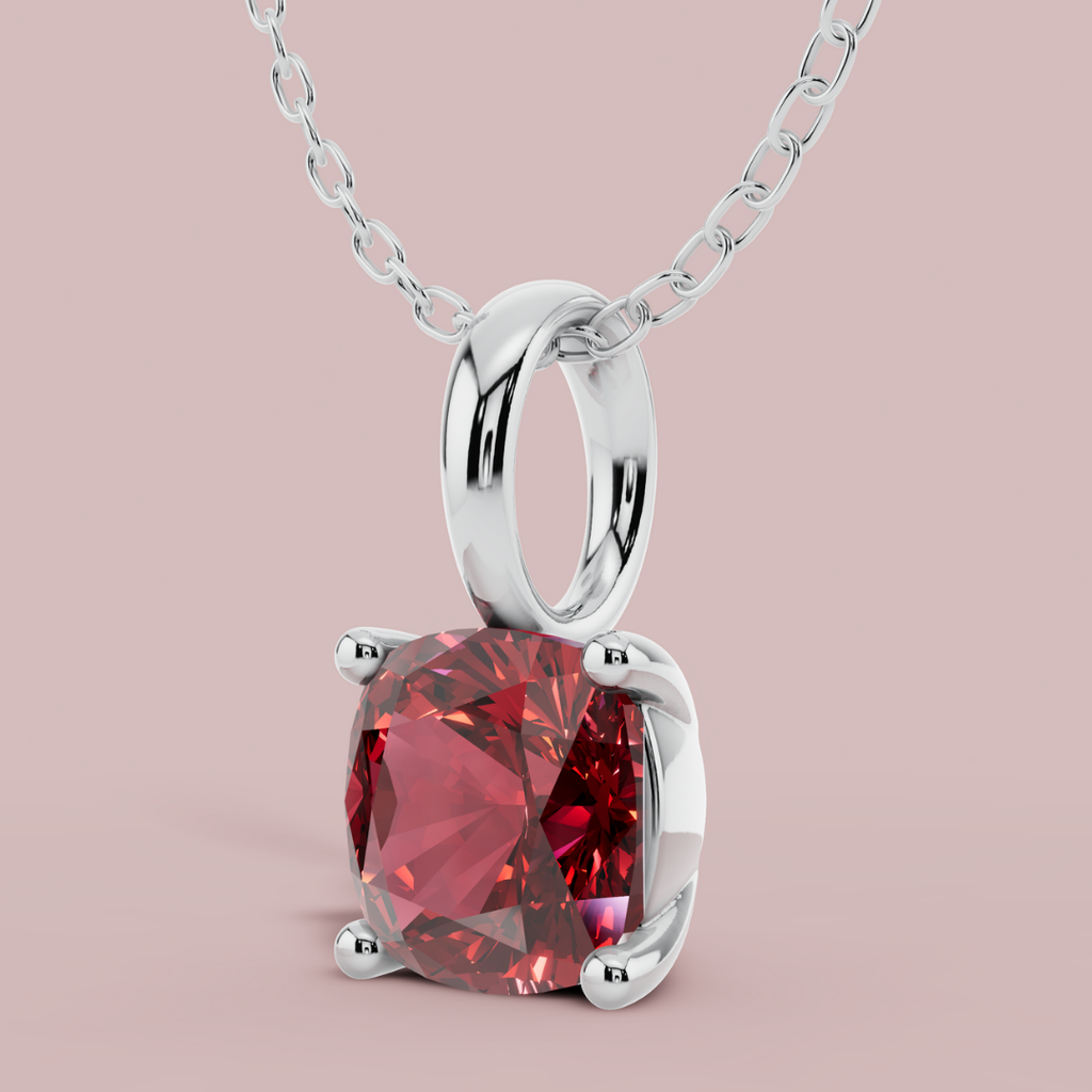 Sevana Red Cushion Solitaire 925 Pure Silver Necklace My Store