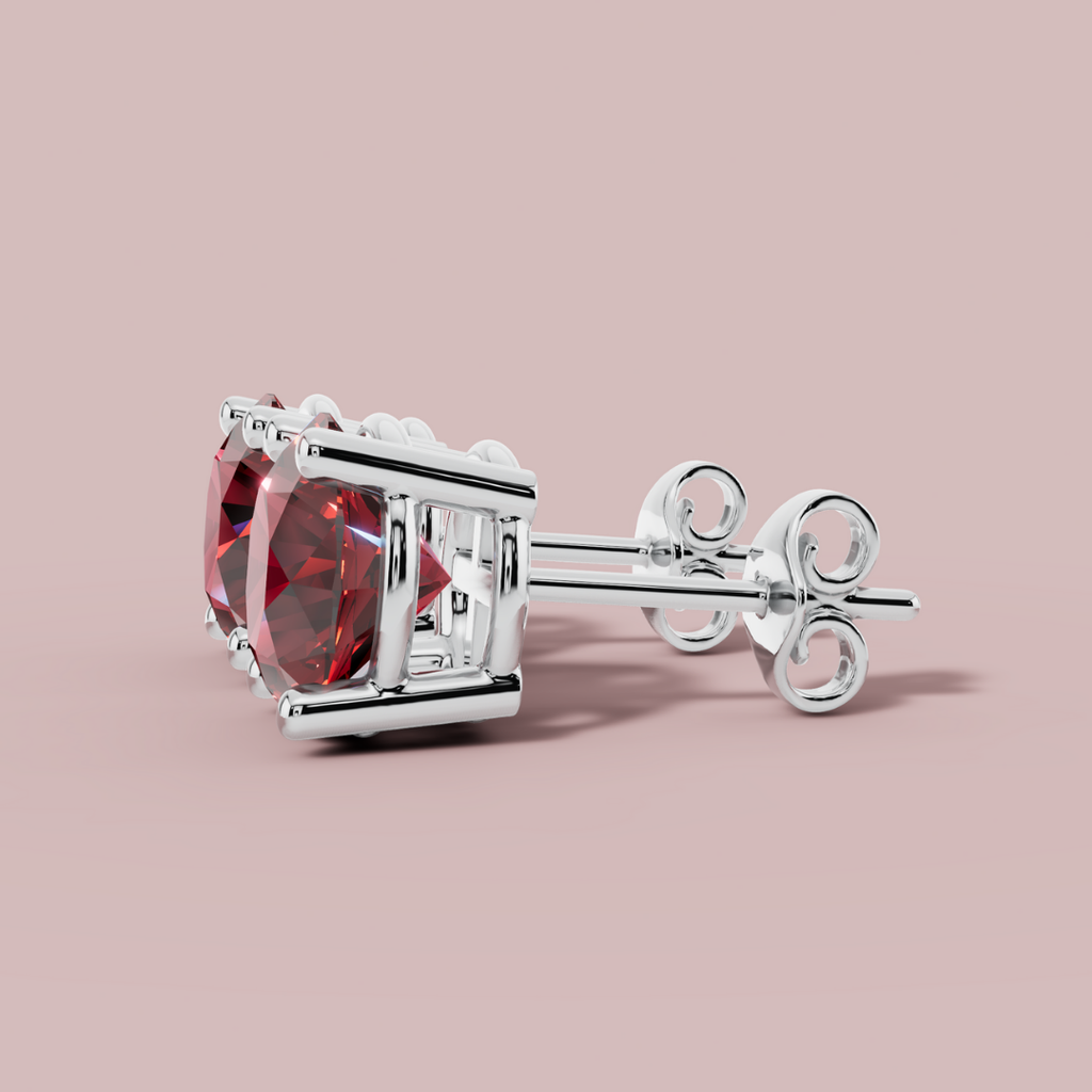 Moderna Round Red 925 Pure Silver Stud Earrings My Store