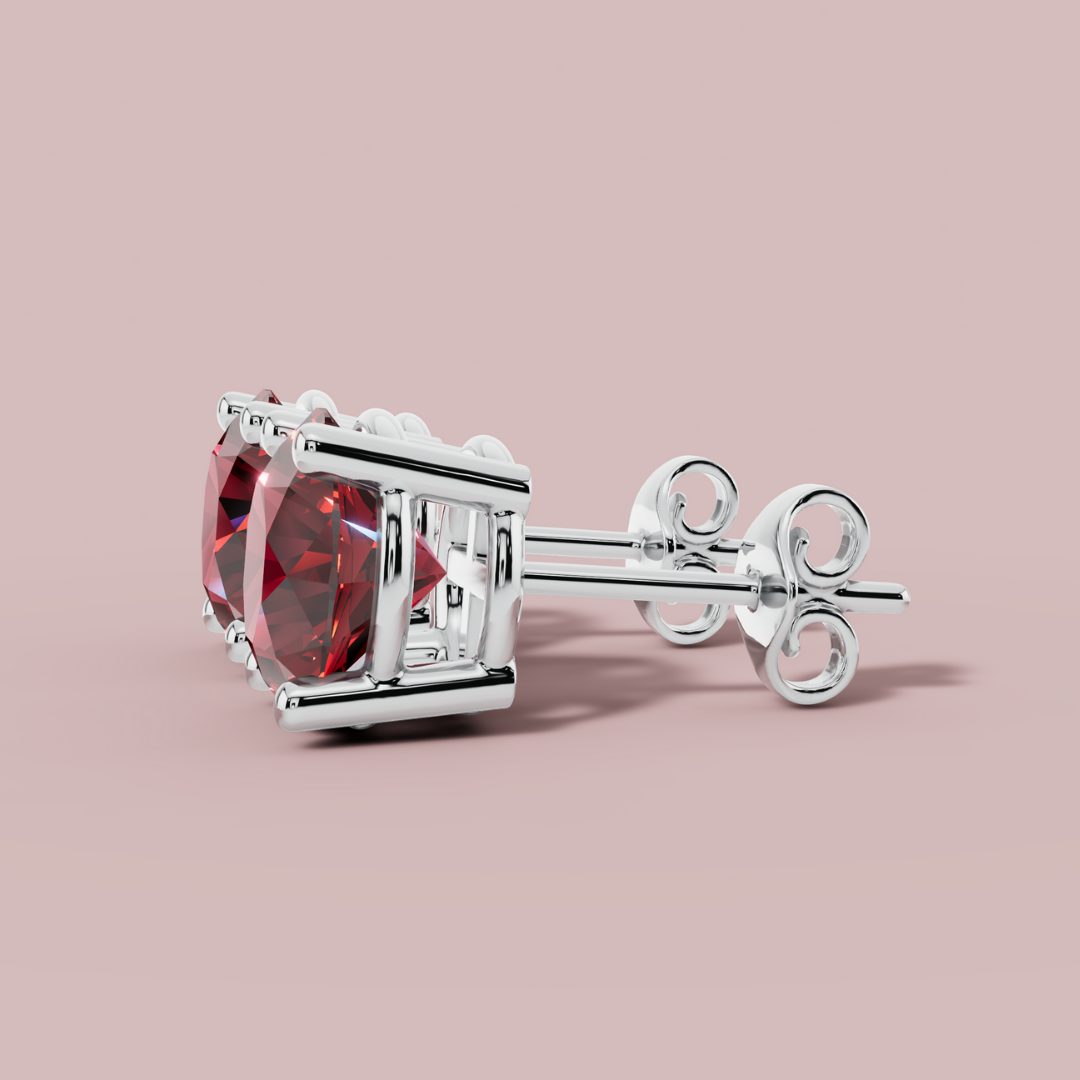 Moderna Round Red 925 Pure Silver Stud Earrings My Store