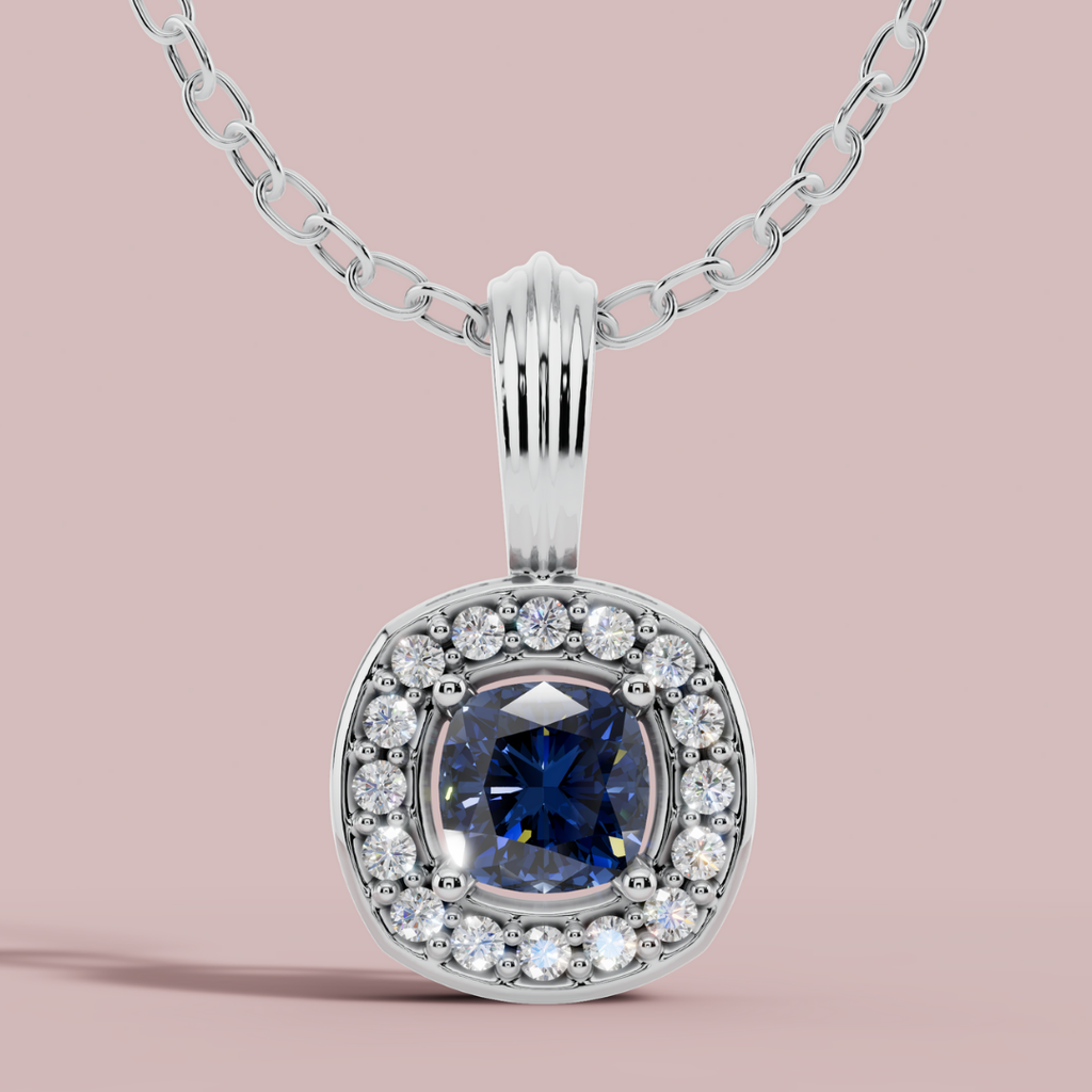 Liham Blue Cushion 925 Pure Silver Necklace My Store