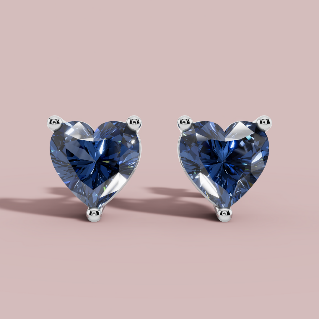 Azure Heart 925 Pure Silver Stud Earrings My Store