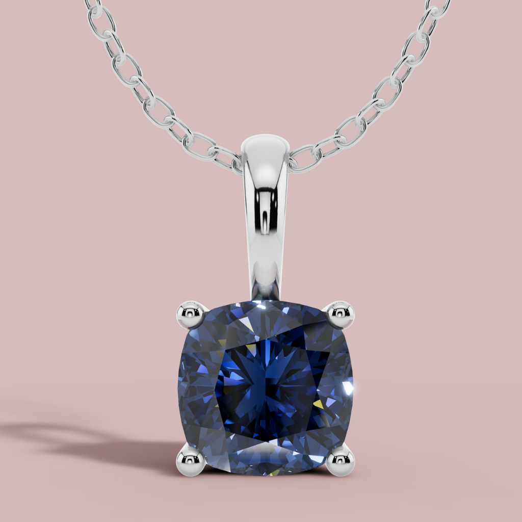 Sevana Blue Cushion Solitaire 925 Pure Silver Necklace My Store