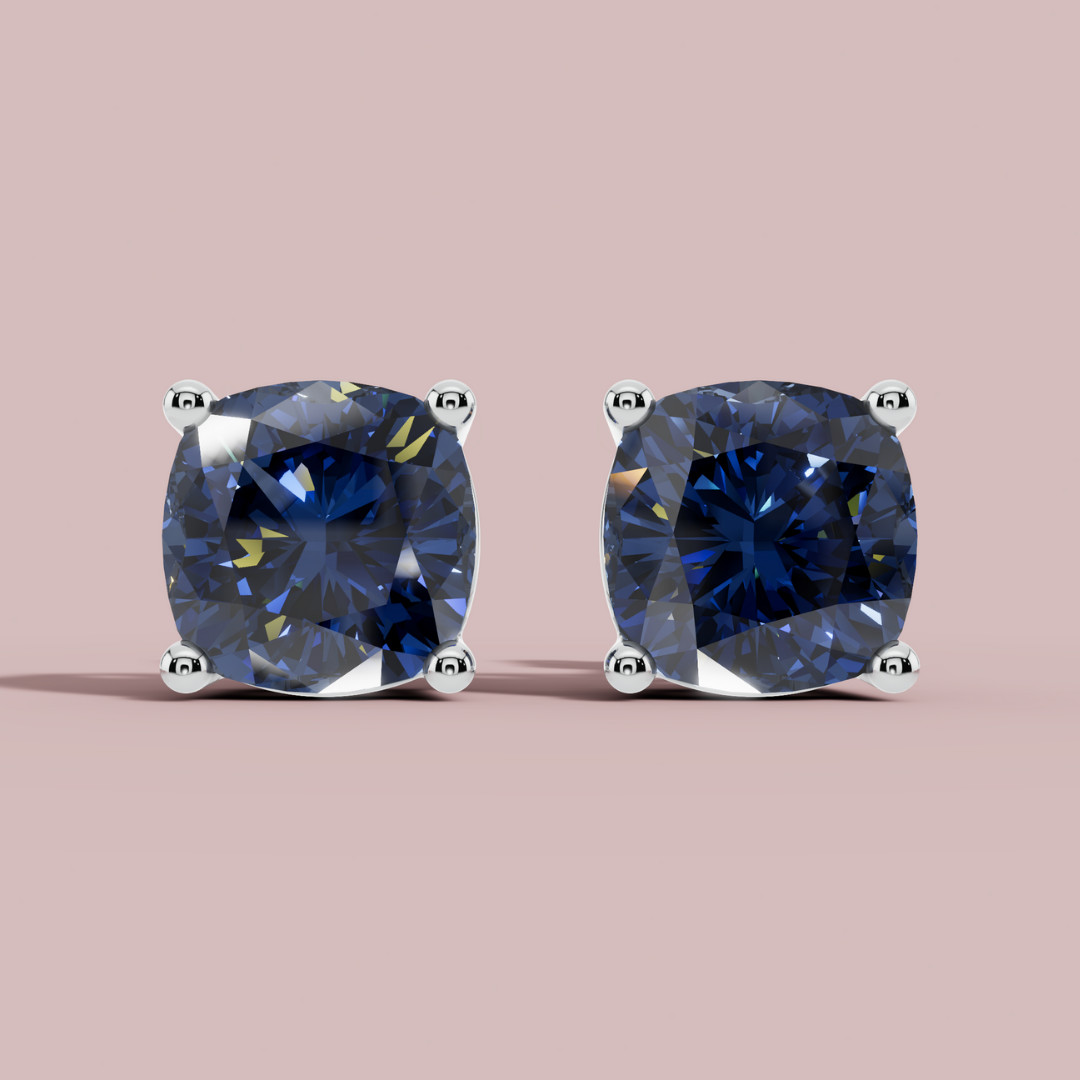 Amethian Blue Cushion 925 Pure Silver Stud Earrings My Store