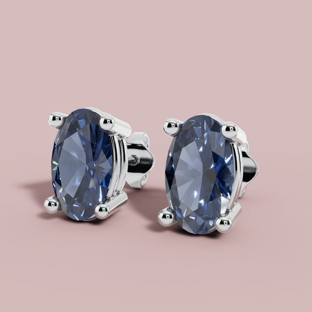 Elante Blue Oval 925 Pure Silver Stud Earrings My Store