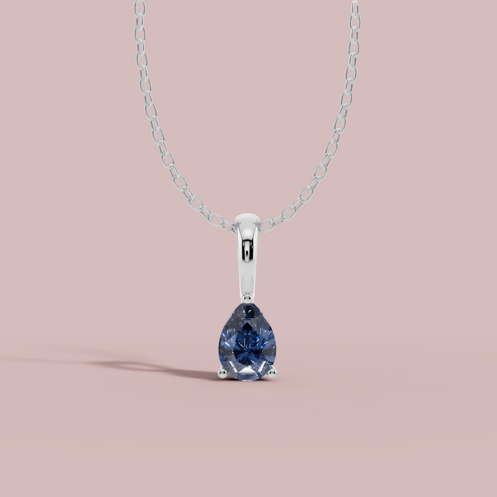 Blue Teardrop Solitaire 925 Pure Silver Necklace My Store