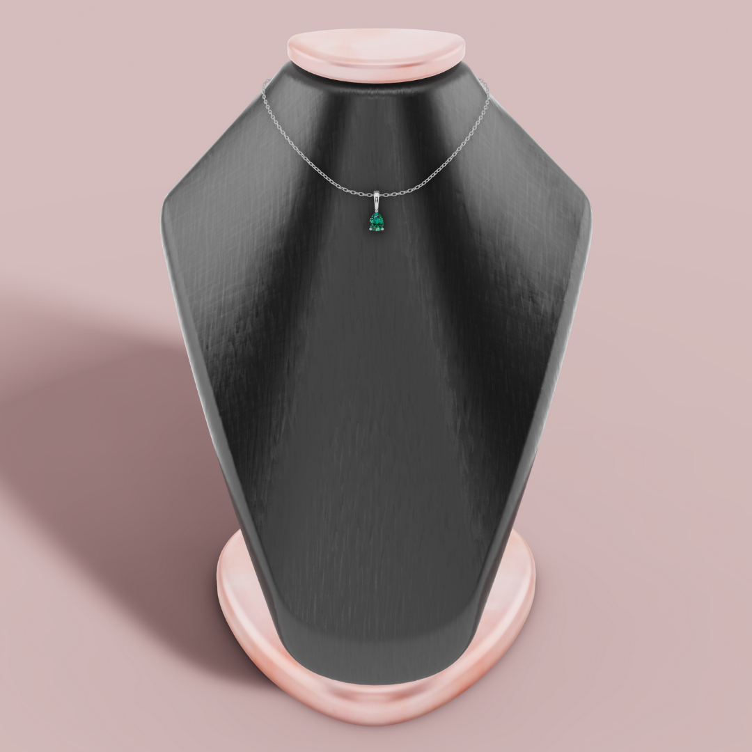 Green Teardrop Solitaire 925 Pure Silver Necklace My Store