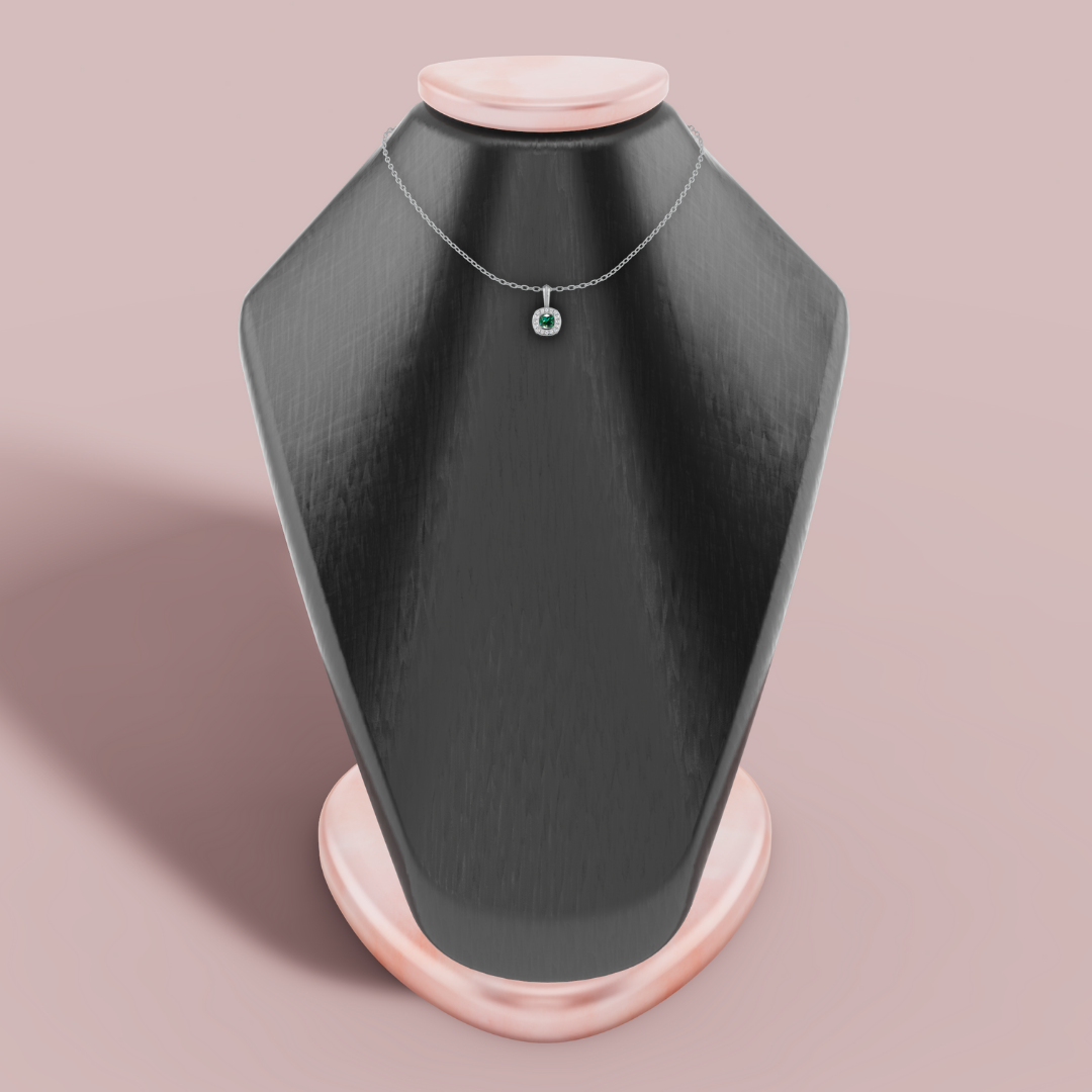 Liham Green Cushion 925 Pure Silver Necklace My Store