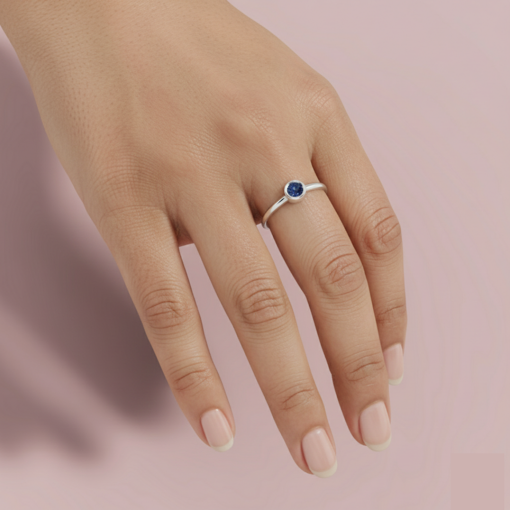 Tressa Blue Round 925 Pure Silver Ring My Store