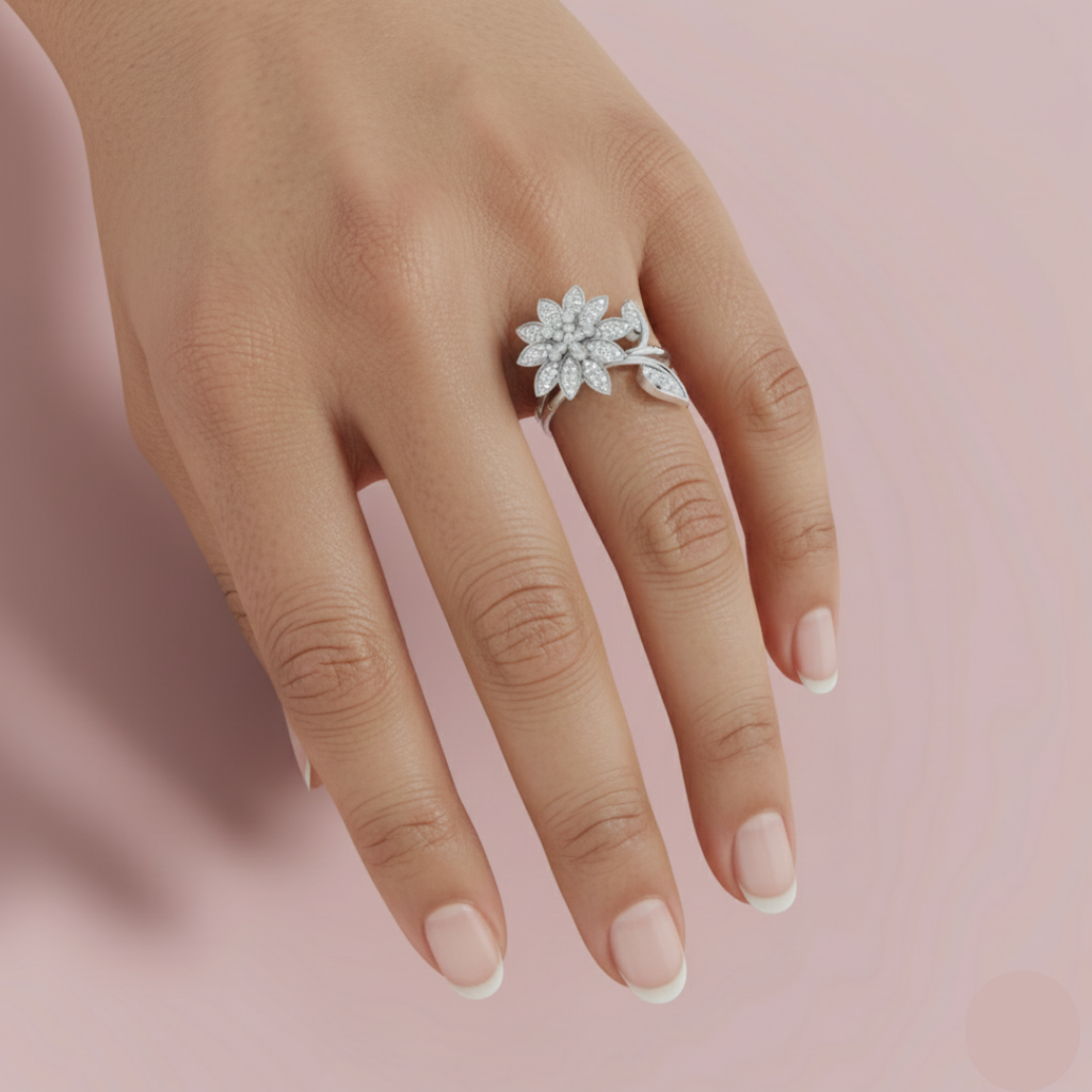 Floral Majesty 925 Pure Silver Ring My Store