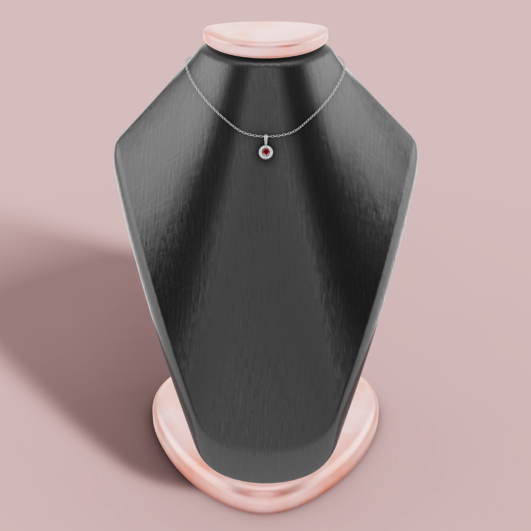 Sanaaz Red Round 925 Pure Silver Necklace My Store