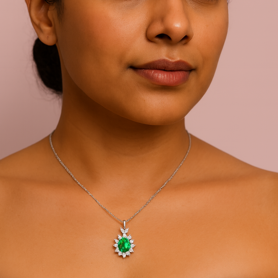 The Blumee Green Vibrant 925 Pure Silver Necklace My Store