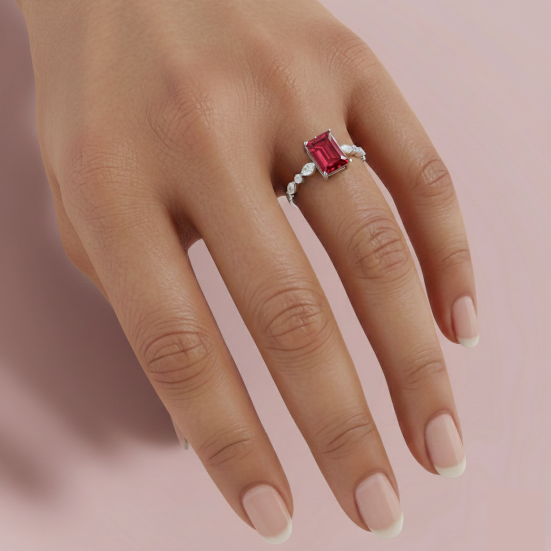 Red Vertica 925 Pure Silver Ring My Store