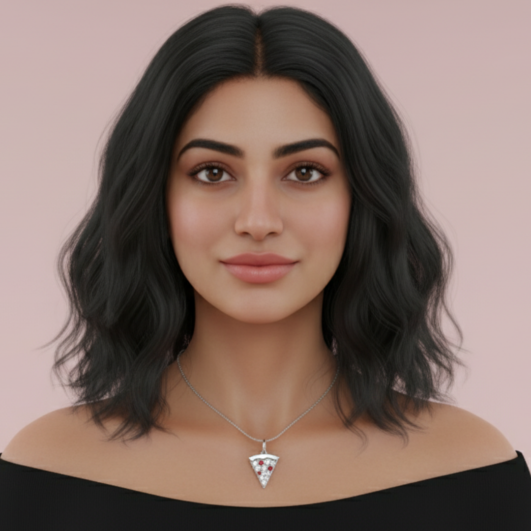 The Cheese Pizza 925 Pure Silver Charm Necklace My Store