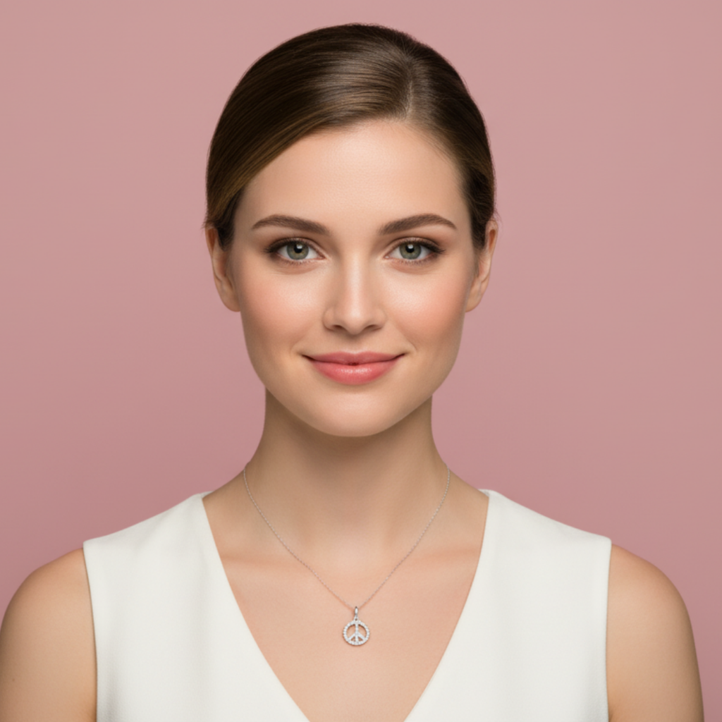 The Peace Sign Charm 925 Pure Silver Necklace My Store